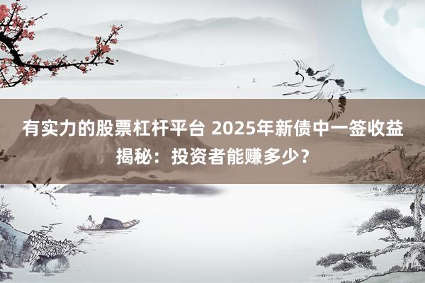 有實力的股票杠桿平臺 2025年新債中一簽收益揭秘：投資者能賺多少？